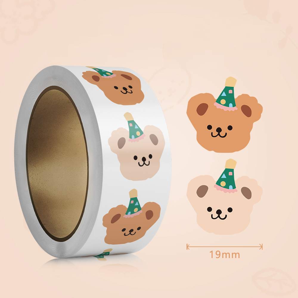 Label Printer Tape - 500Pcs Cute Bear Stickers Set Korean