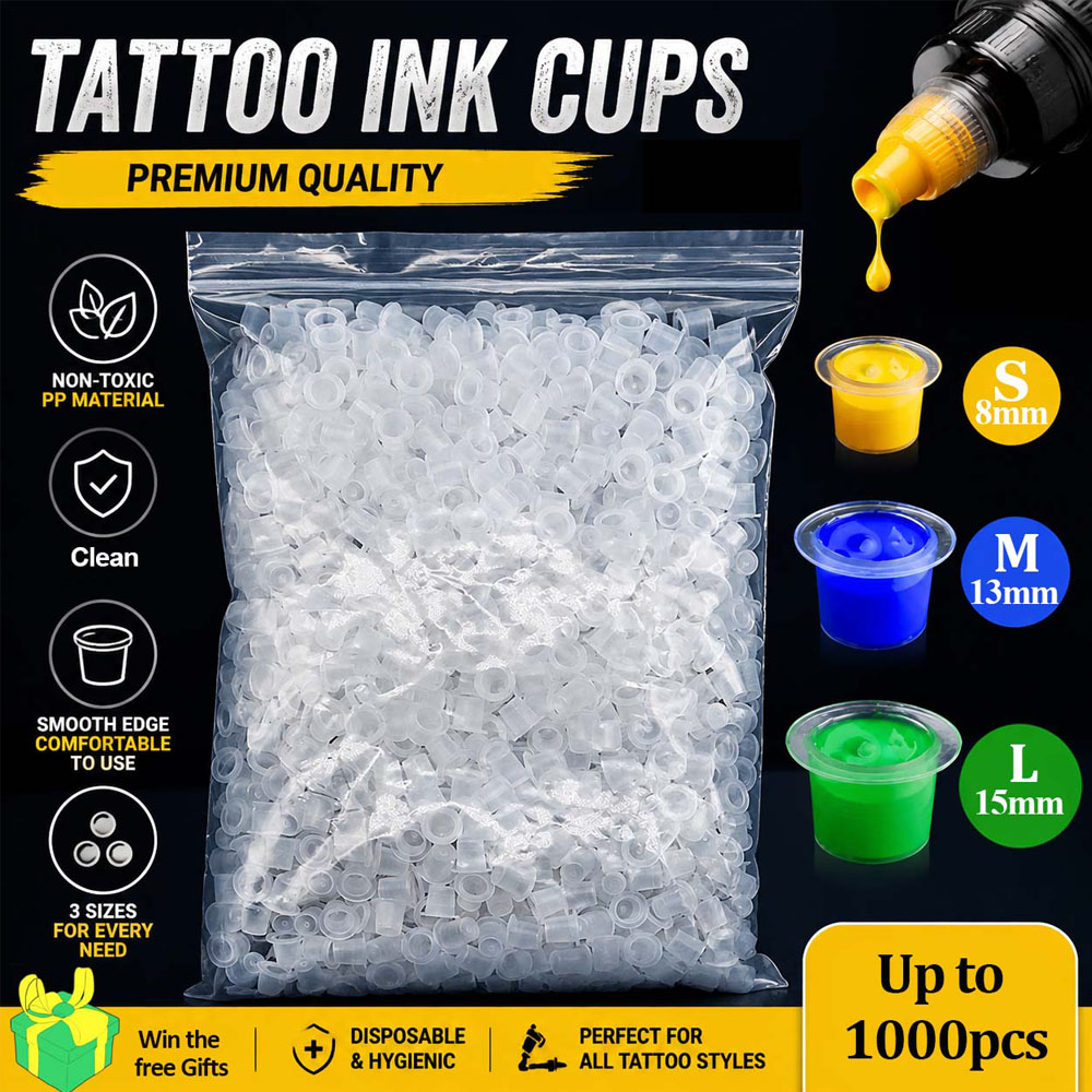 Calligraphy Ink Bottle - 1000/500/100pcs Plastic Tattoo Ink Cups 15mm