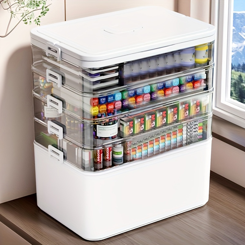 Stationery Warehouse - Multifunctional Multi-Layer Storage Box with Handle,
