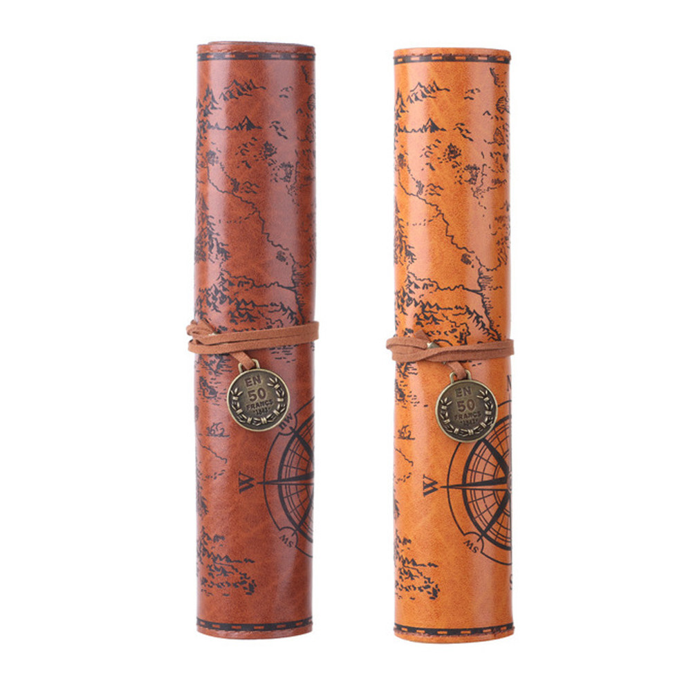 2Pcs Pencil Pouch Vintage Map  - đánh giá và giá Pen Pouch Roll