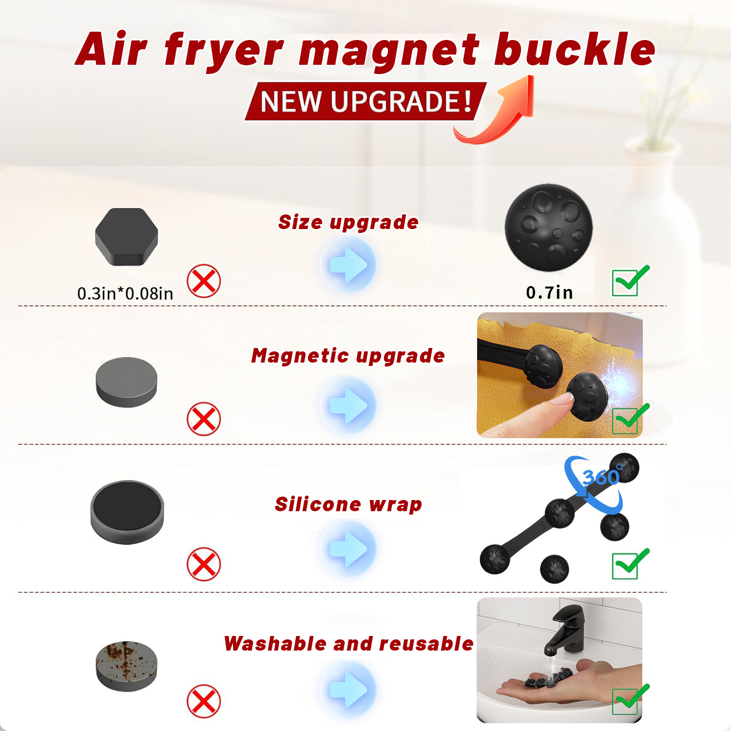 1/2sets Silicone Air Fryer Mag - đánh giá và giá Paperclip Magnetic Set